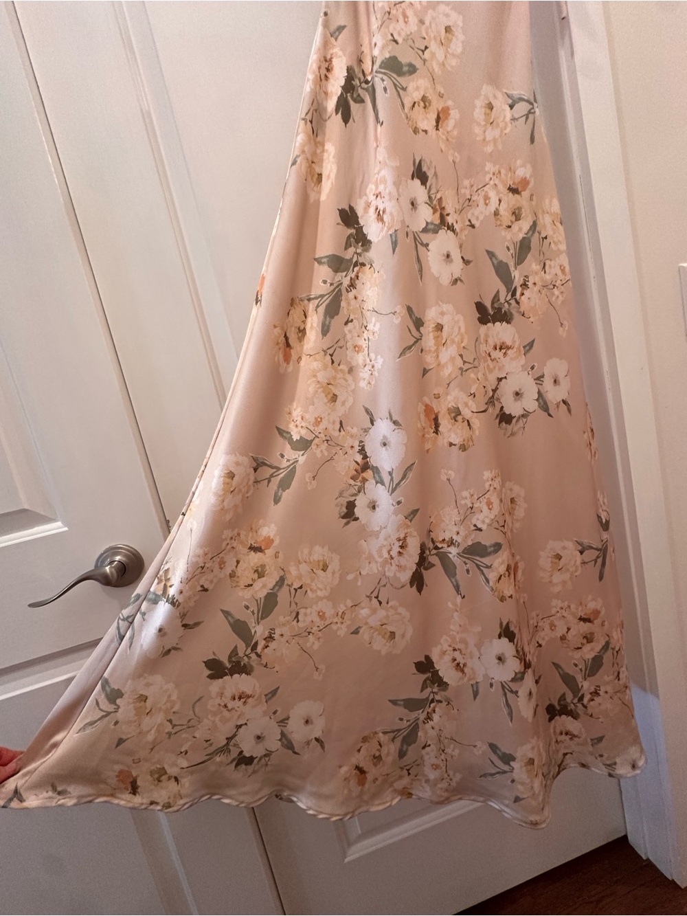 Jenny Yoo Beige Floral Maxi Slip Dress with Spaghetti Straps - Picture 2 of 6